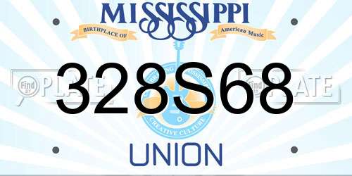 328S68 Mississippi License Plate