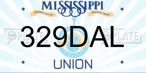 329DAL Mississippi License Plate