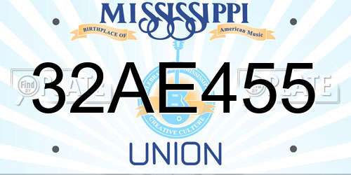 32AE455 Mississippi License Plate