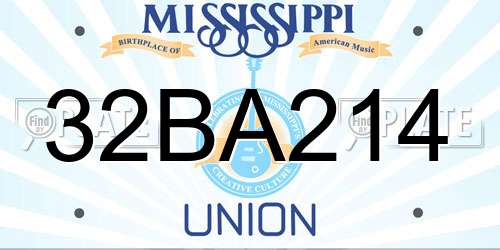 32BA214 Mississippi License Plate