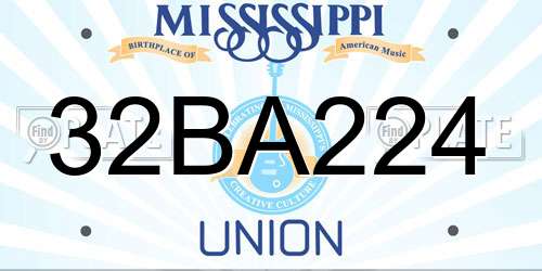 32BA224 Mississippi License Plate