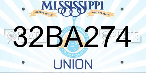 32BA274 Mississippi License Plate