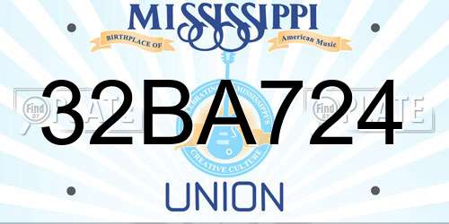 32BA724 Mississippi License Plate
