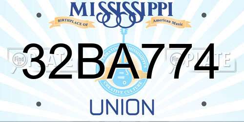 32BA774 Mississippi License Plate