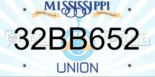 32BB652 Mississippi License Plate