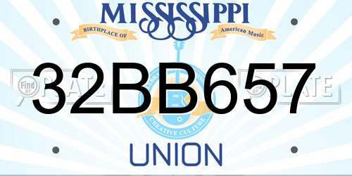 32BB657 Mississippi License Plate