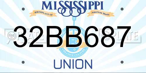 32BB687 Mississippi License Plate