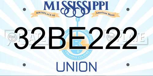 32BE222 Mississippi License Plate