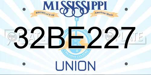 32BE227 Mississippi License Plate