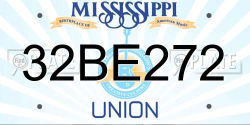 32BE272 Mississippi License Plate