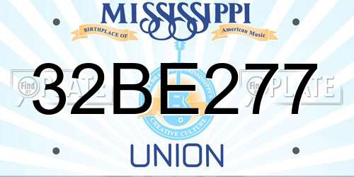 32BE277 Mississippi License Plate