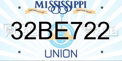 32BE722 Mississippi License Plate