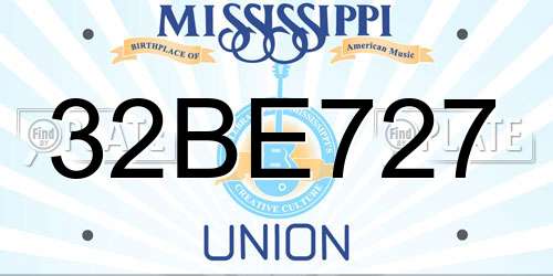 32BE727 Mississippi License Plate