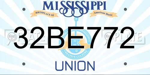 32BE772 Mississippi License Plate