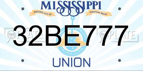 32BE777 Mississippi License Plate