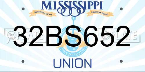 32BS652 Mississippi License Plate