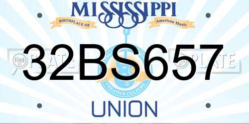 32BS657 Mississippi License Plate