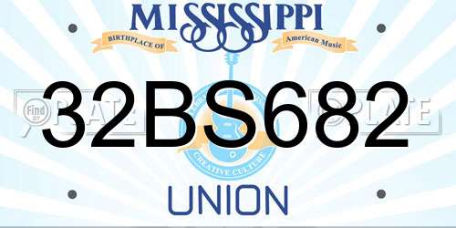 32BS682 Mississippi License Plate