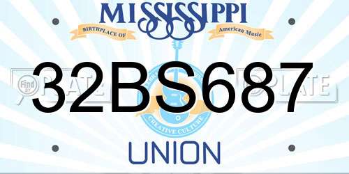 32BS687 Mississippi License Plate