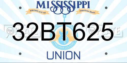 32BT625 Mississippi License Plate