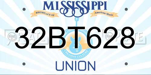 32BT628 Mississippi License Plate