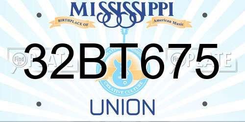 32BT675 Mississippi License Plate