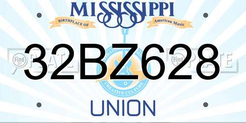 32BZ628 Mississippi License Plate