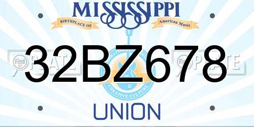 32BZ678 Mississippi License Plate