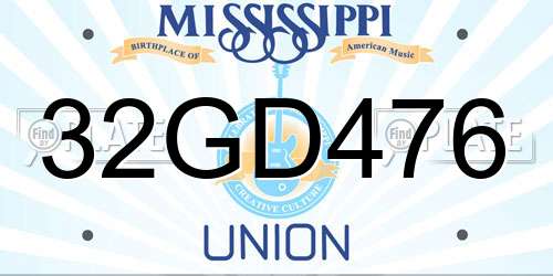 32GD476 Mississippi License Plate