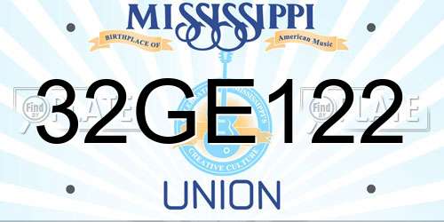 32GE122 Mississippi License Plate