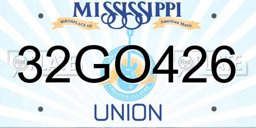 32GO426 Mississippi License Plate