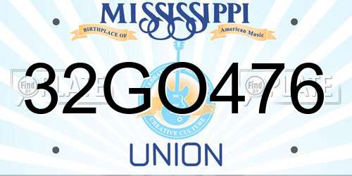32GO476 Mississippi License Plate