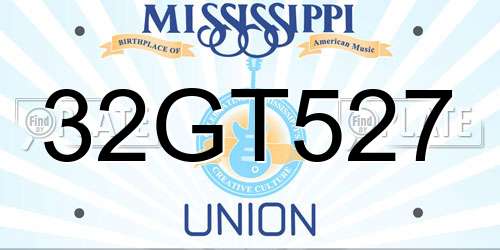 32GT527 Mississippi License Plate