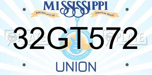 32GT572 Mississippi License Plate