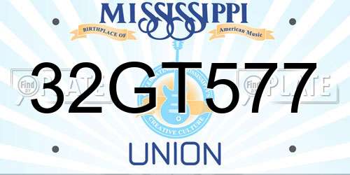 32GT577 Mississippi License Plate