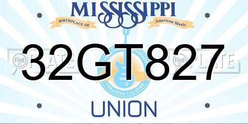 32GT827 Mississippi License Plate
