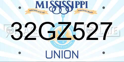 32GZ527 Mississippi License Plate