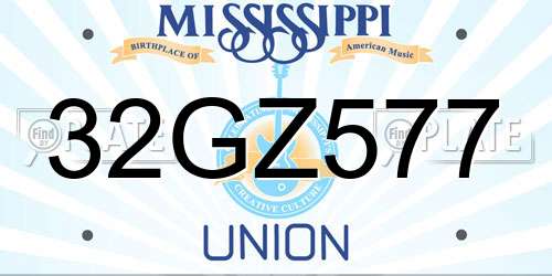 32GZ577 Mississippi License Plate