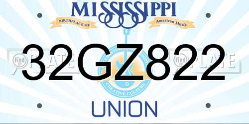 32GZ822 Mississippi License Plate
