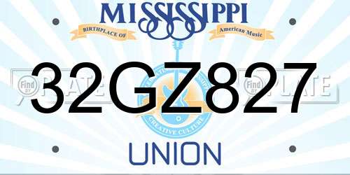 32GZ827 Mississippi License Plate
