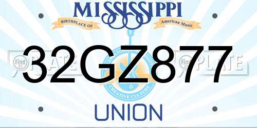 32GZ877 Mississippi License Plate
