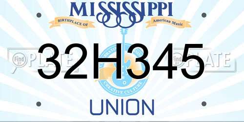 32H345 Mississippi License Plate
