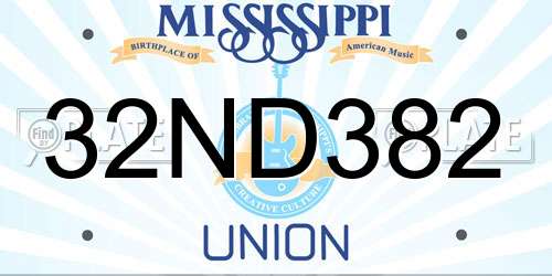 32ND382 Mississippi License Plate