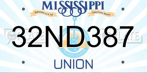 32ND387 Mississippi License Plate