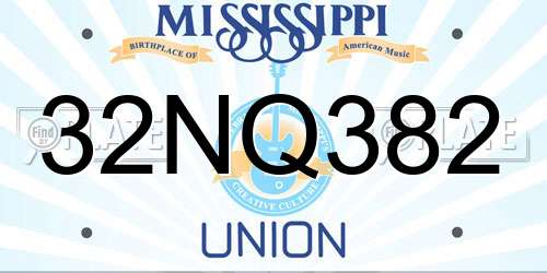 32NQ382 Mississippi License Plate