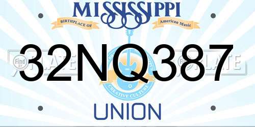 32NQ387 Mississippi License Plate