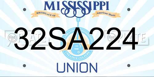 32SA224 Mississippi License Plate
