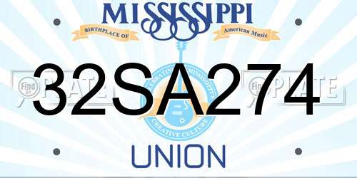 32SA274 Mississippi License Plate