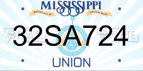 32SA724 Mississippi License Plate