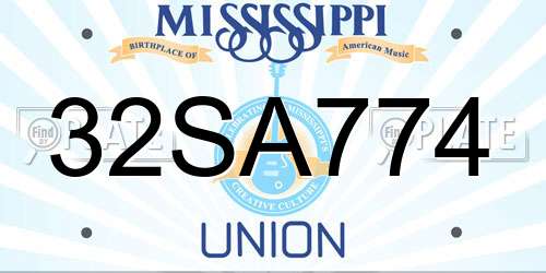 32SA774 Mississippi License Plate